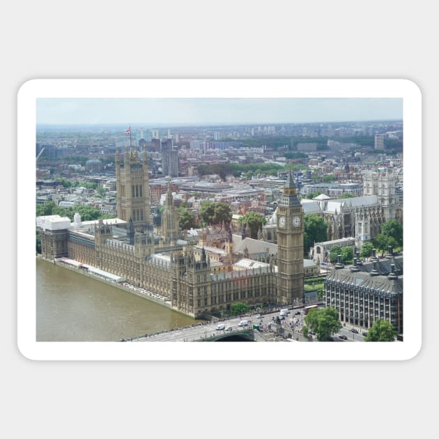 Palace of Westminster London Eye view Sticker by fantastic-designs